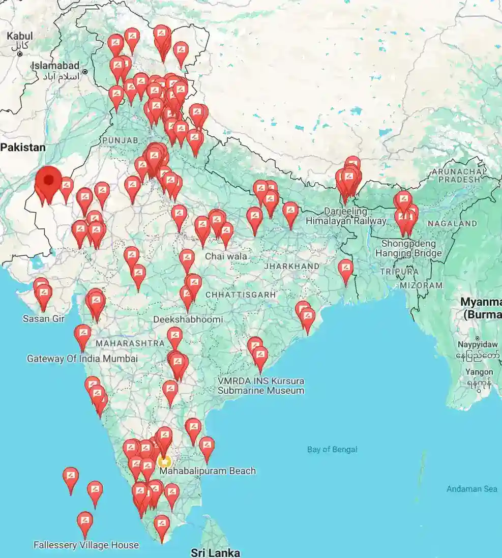 Locations travelled in last 5 years